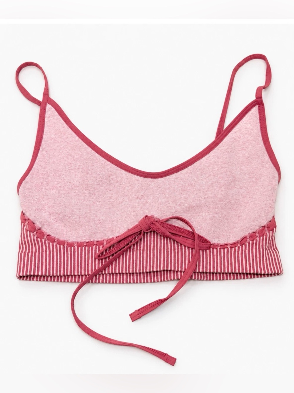 NEW FREE PEOPLE INTIMATELY ROSE WINE PINK CANDY RIBBON BRALETTE TOP SZ XS/S